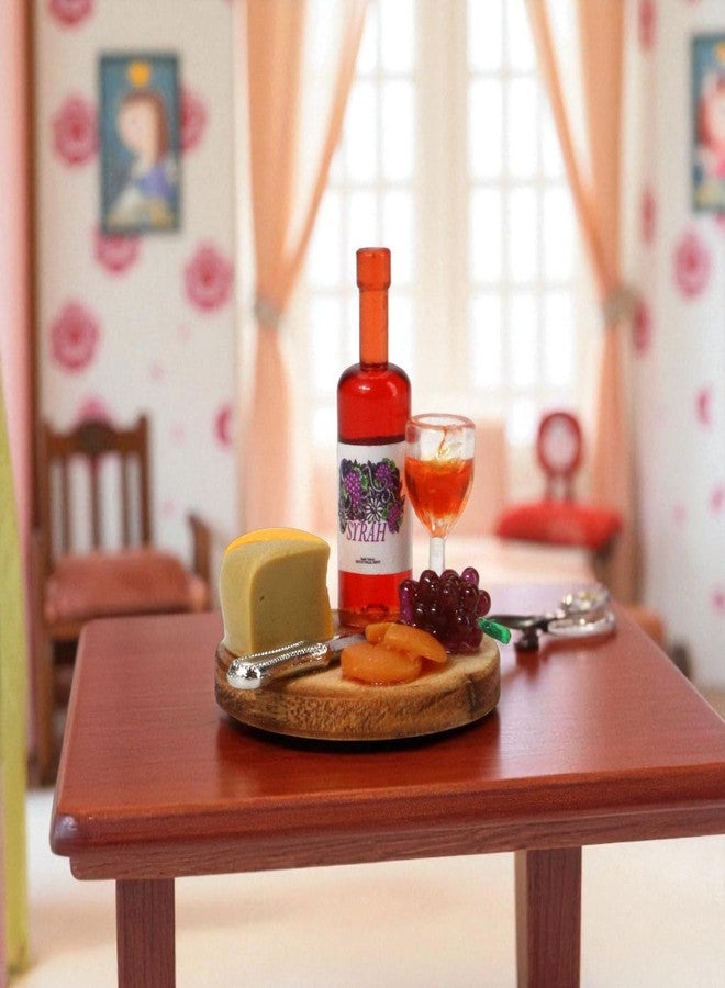 KH866 1:24 Mini Wine Decor Scale Dollhouse Miniatures - Miniature Wine Cheese and Board Platter Accessory with Tiny Bread Pastries and Bottle - DIY Micro Food Model for Kitchen Dining Room Scene Decor - Image 2